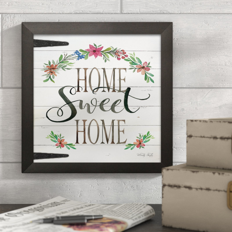 « home doux home », art textuel, H 12 po x l 12 po x P 0,75 po, Cadre noir