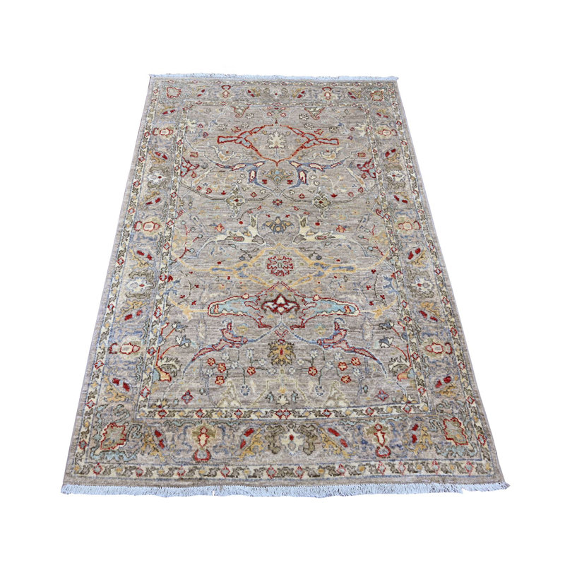 Tapis oriental noué à la main 3 pi 10 po x 5 pi 9 po Peshawar avec Bijar Garus, collection Aryana, teinture végétale, laine de haute montagne, tapis tissé dense