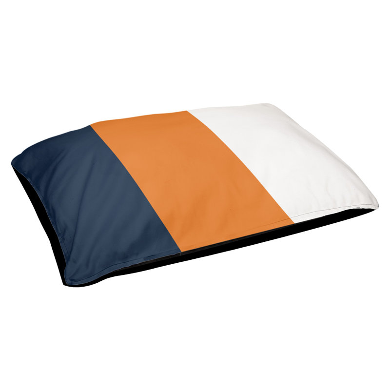 Striped Polyester Pet Bed, Medium (28" W x 18" D x 6" H), Blue/Orange/White