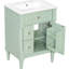 Meuble-lavabo autoportant de 61 cm (24 pouces) avec lavabo en céramique, tiroirs astucieux, lavabo intégré, tiroir rabattable et tablette intérieure réglable.
