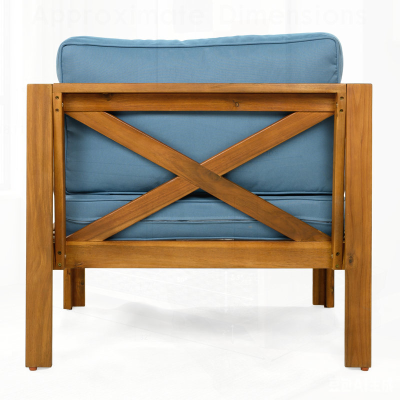 Ensemble de fauteuils d'extérieur en bois d'acacia avec coussins, idéal pour les rassemblements de patio et la détente, durable et confortable
