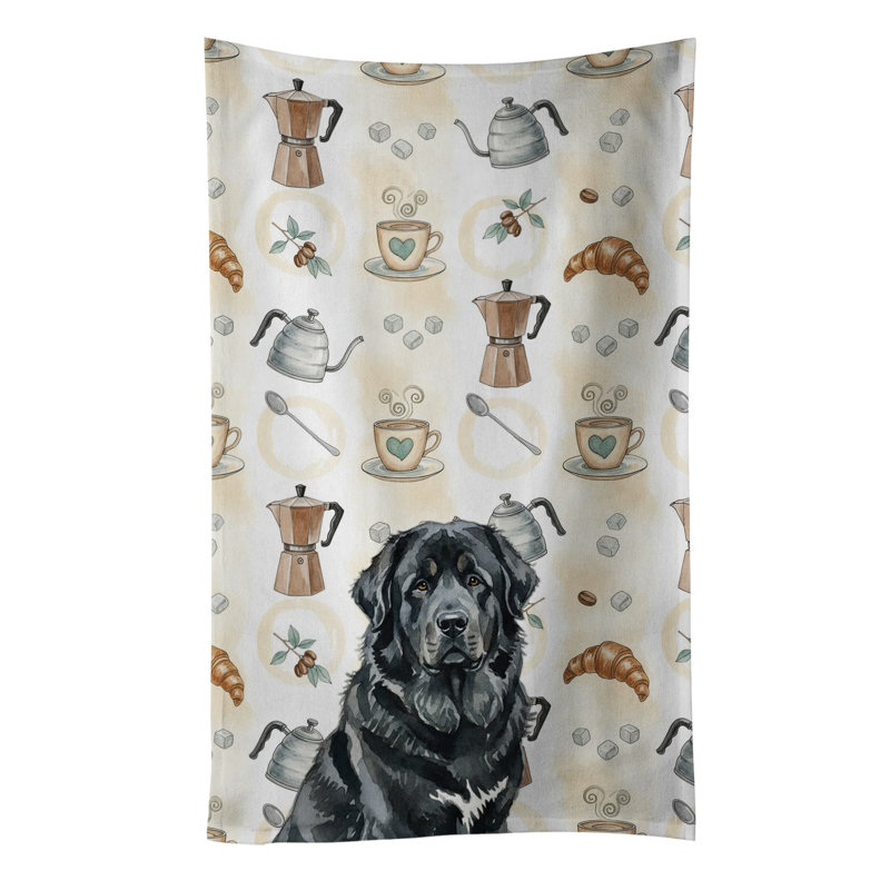 Black Tibetan Mastiff Coffee Bar Kitchen Towel, Black Tibetan Mastiff