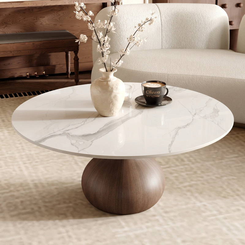 Table basse moderne, Ivory Gloss, 18.23" H x 41.73" L x 41.73" W