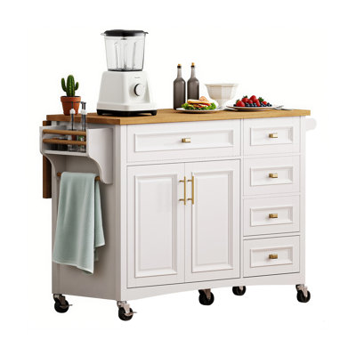 43.7" W Wood Kitchen Island With Expandable Drop Leaf by Red Barrel Studio