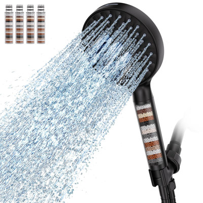 Filtered Shower Head With Handheld, High Pressure, 9 Spray Mode Showerhead, With 4 Filters, Detachable Shower Head