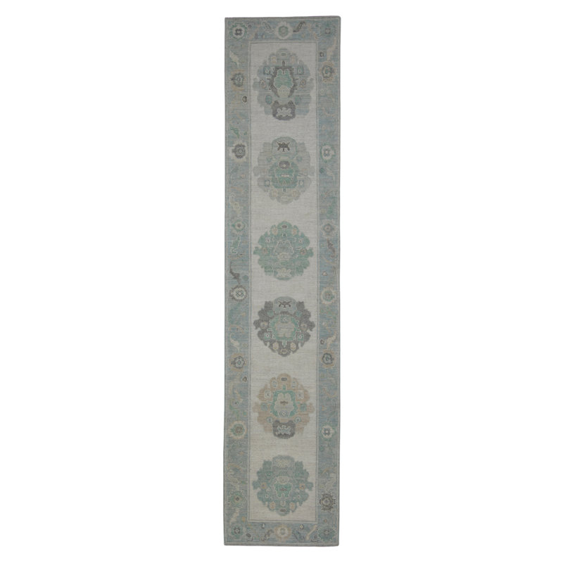 Tapis turc Oushak fait à la main 2 pi 8 po x 12 pi
