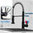 TAYANUC Black Kitchen Faucet With Pull Down Sprayer Pull Out Kitchen Sink Faucet Stainless Steel Commercial Spring Farmhouse Faucets For Kichen Sink Camper Laundry Utility Rv Bar Sink Faucet