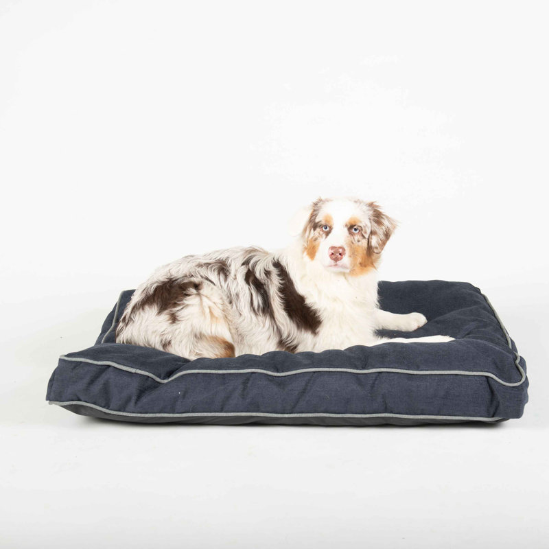Small Blue/Grey Chenille Rectangle Pet Bed with High-Density Polyfill