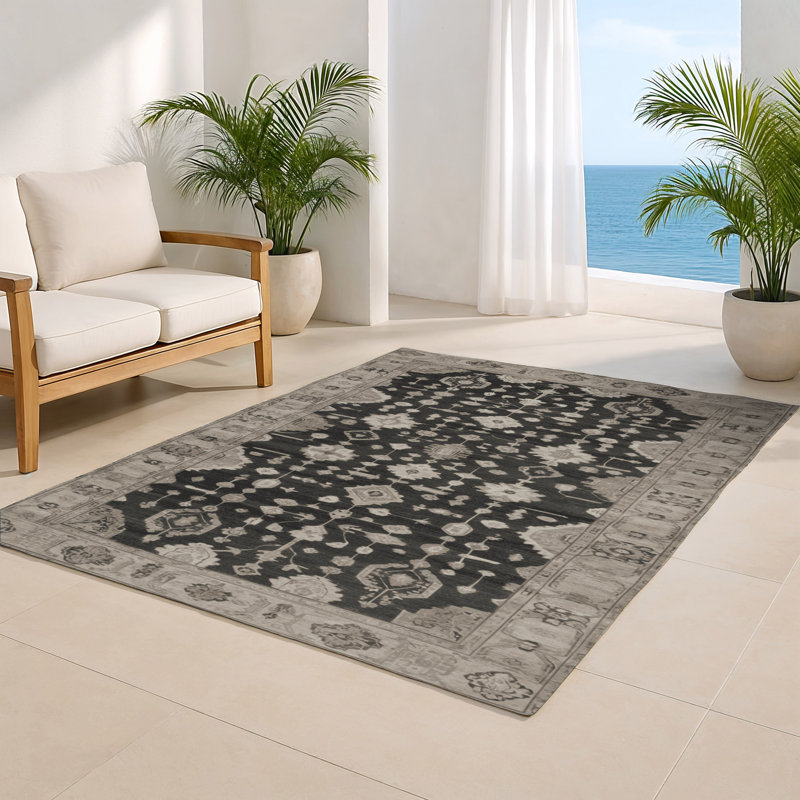 Tapis gris intérieur et extérieur surteint, Rectangle 5 pi x 7 pi