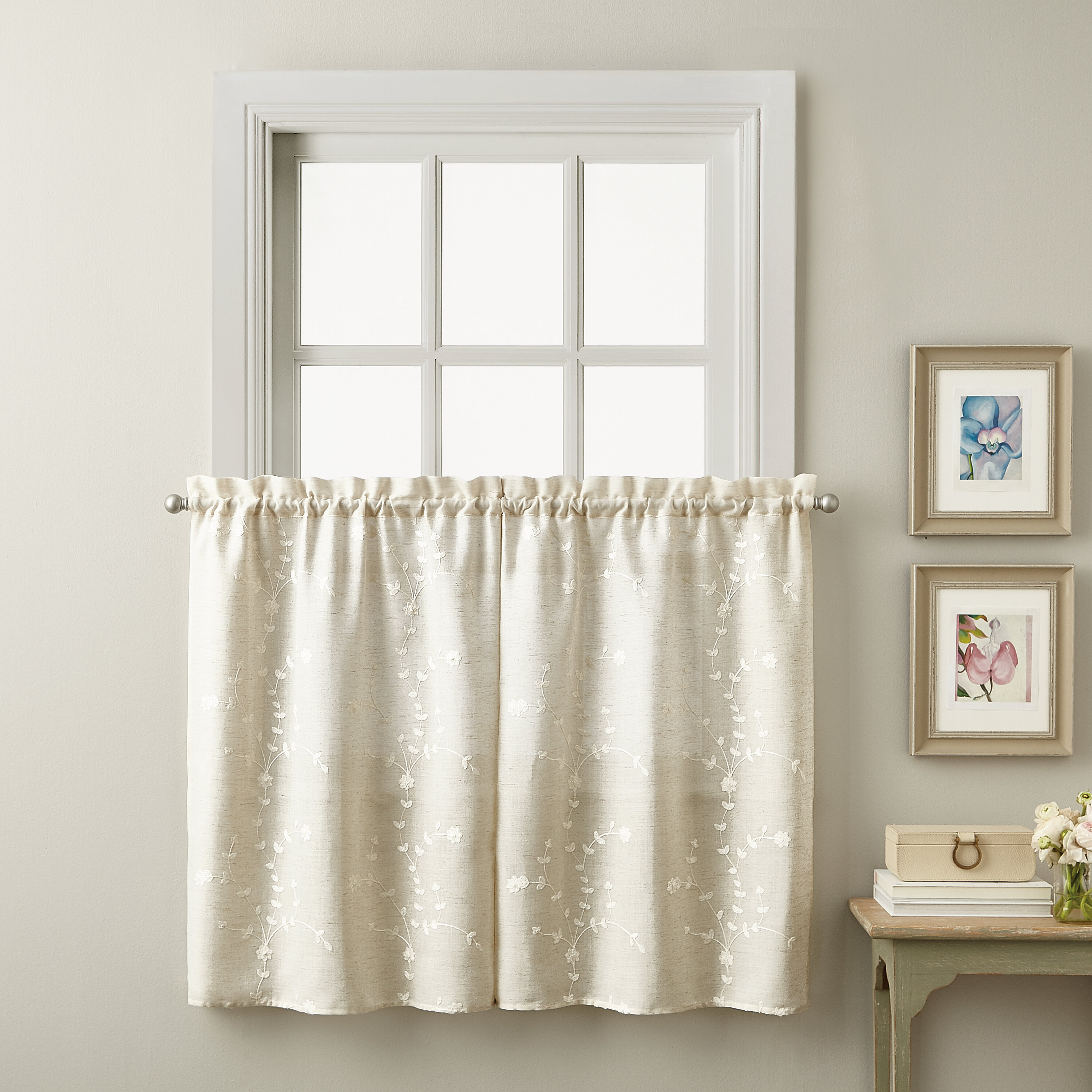 Ophelia & Co. Jamison Floral Tailored 56'' W Cafe Curtain & Reviews ...