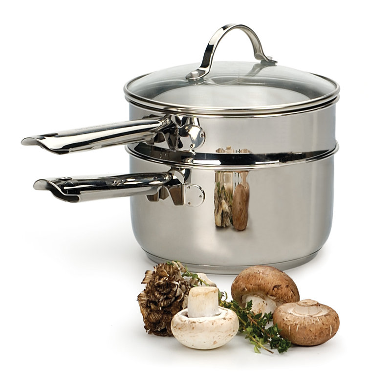 Bain-marie en acier inoxydable de 2 pte avec couvercle Ebern Designs