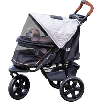 No Zip AT3 Pet Stroller For Cats Dogs Zipperless Entry Easy One Hand Fold Jogging Tires Removable Liner Cup Holder Storage Basket 1 Model 2 Colors