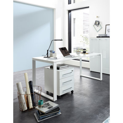 3 Piece Glass Writing Desk Office Set