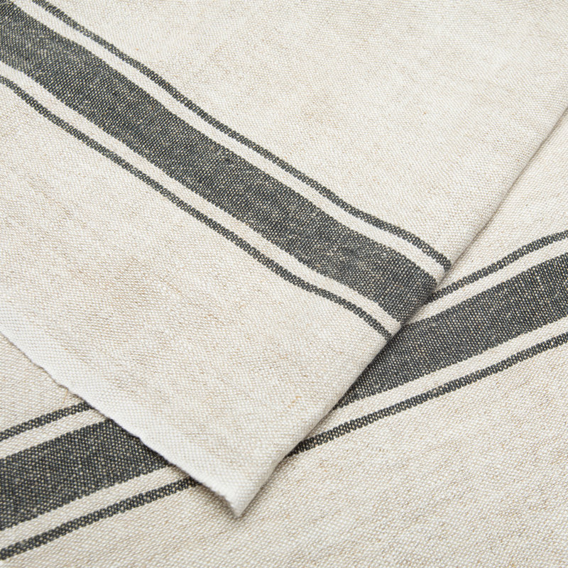 Cangelosi Stripe Tea Towel Kitchen Towel, Black/Natural