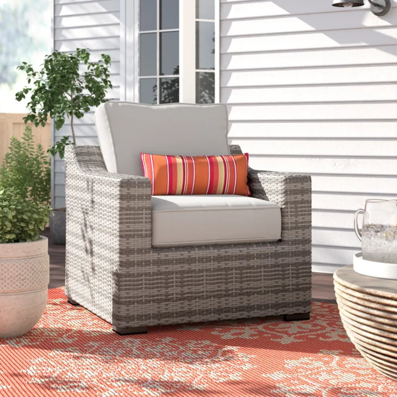Fully Assembled Patio Chair With Cushions, Grey Mix, Grey