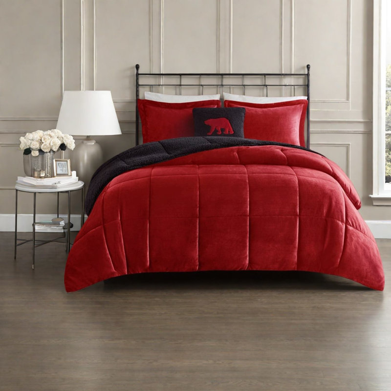 Cozy Plush To Sherpa Bedding Set, Hypoallergenic Polyester Comfort For Home