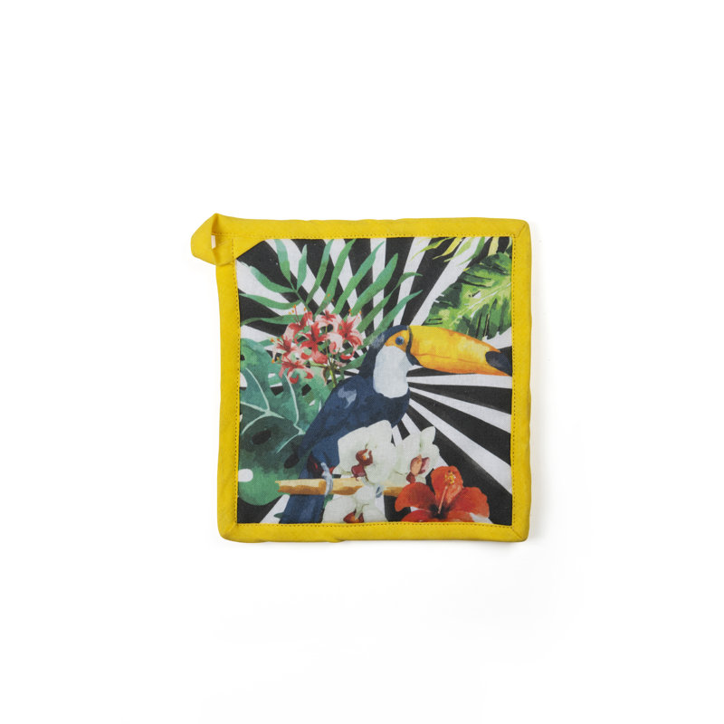 Excelsa Tropical Chic Cotton Potholder & Oven Mitt Set