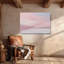 Toile de paysage abstrait, art mural nuage pastel - impression de peinture ciel rosé, décor de chambre à coucher romantique doux, signe de chambre de bébé coloré-1991690703