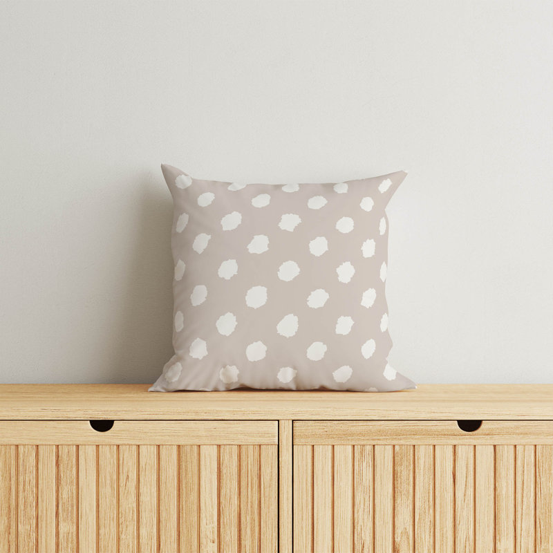 Coussin décoratif à pois grunge, H 20 po x l 20 po, Pois taupe