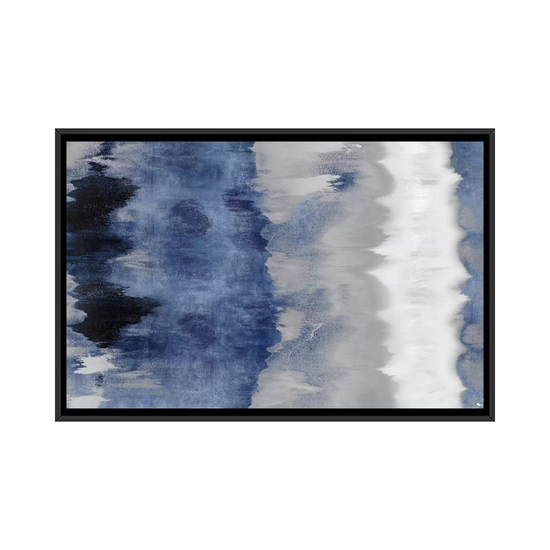 « résonateur-indigo », reproduction d’art sur toile tendue, H 40 po x l 60 po x P 1,5 po, Toile avec cadre flottant noir