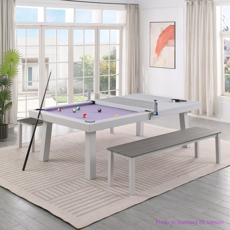 Ensemble de salle à manger rectangulaire pour l'extérieur en aluminium L 54,7 po pour 6 personnes, Mauve