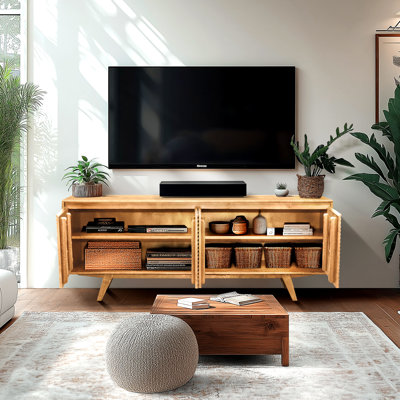 Acacia Harmony TV Stand for TVs up to 75" Media Console Entertainment Centre with Storage Cabinet and Cable Management