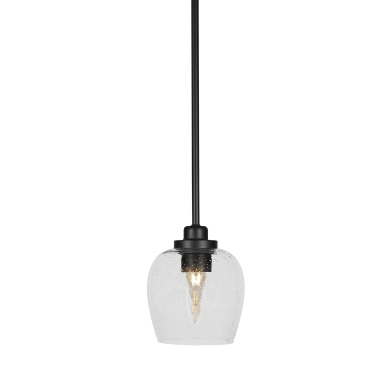 Mini-luminaire suspendu 1 lumière Odyssey, Transparent, Noir mat