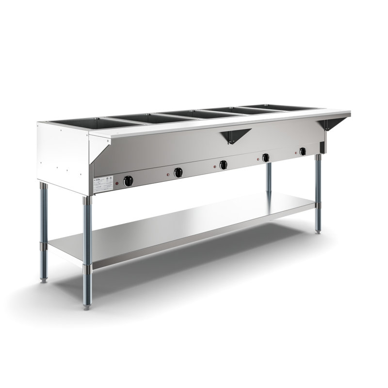 Four Pan Open Well Electric Steam Table with Undershelf, ST-4P-O