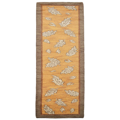 Tapis de couloir noué à la main doré et doré