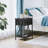 Industrial Black Nightstand with Charging Station, Rustic Bedside Table-375396293-377009667