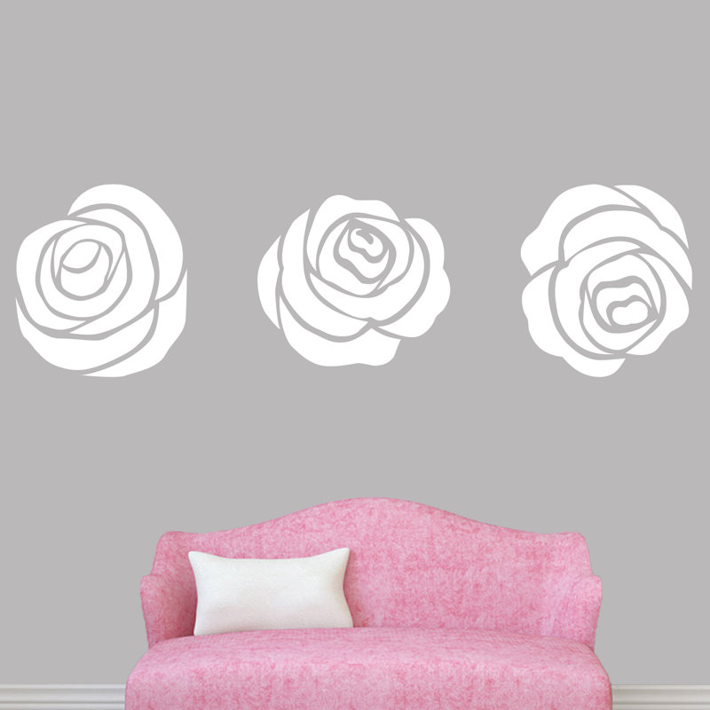 Décalcomanie murale ensemble de roses, Blanc