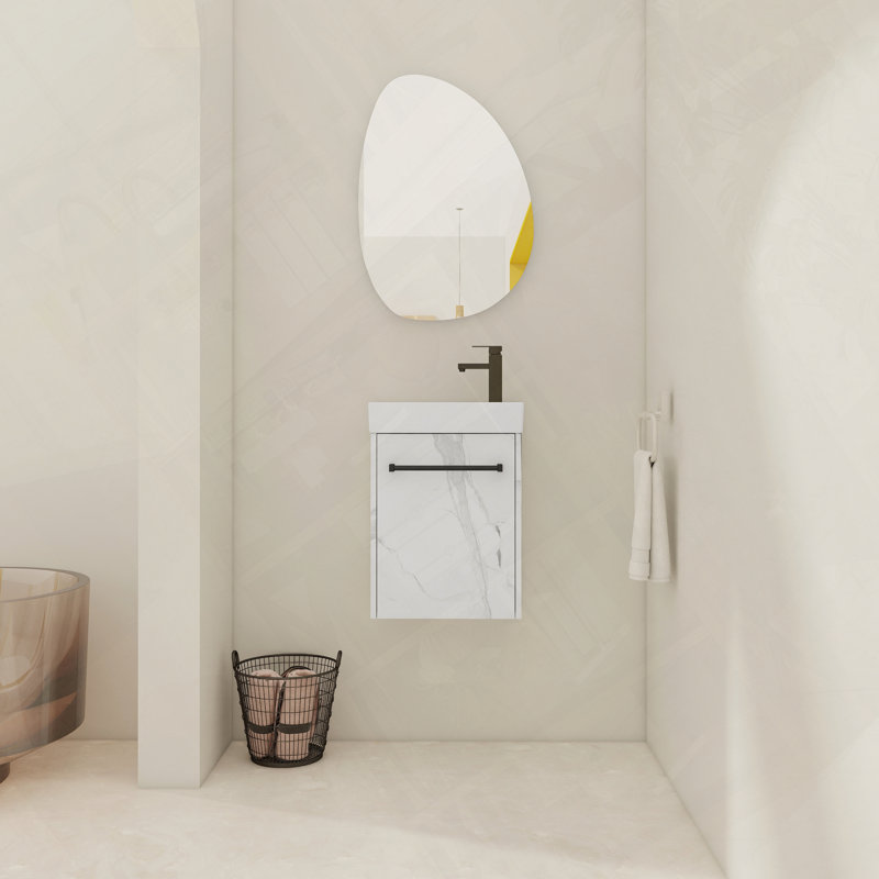 Meuble-lavabo flottant mural avec évier en céramique