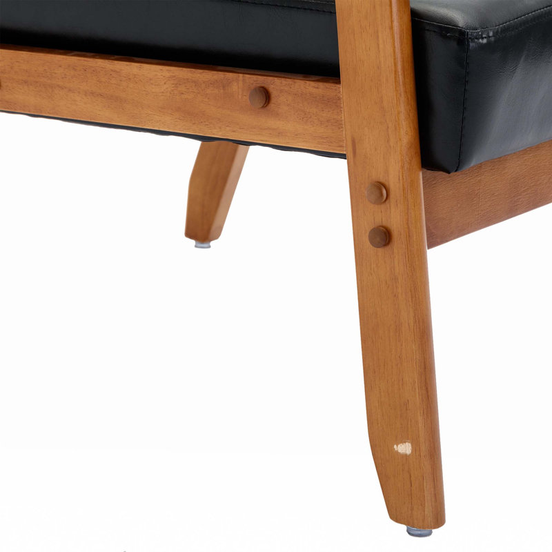 Fauteuil Krysteen de 25,39 po de largeur, Similicuir noir