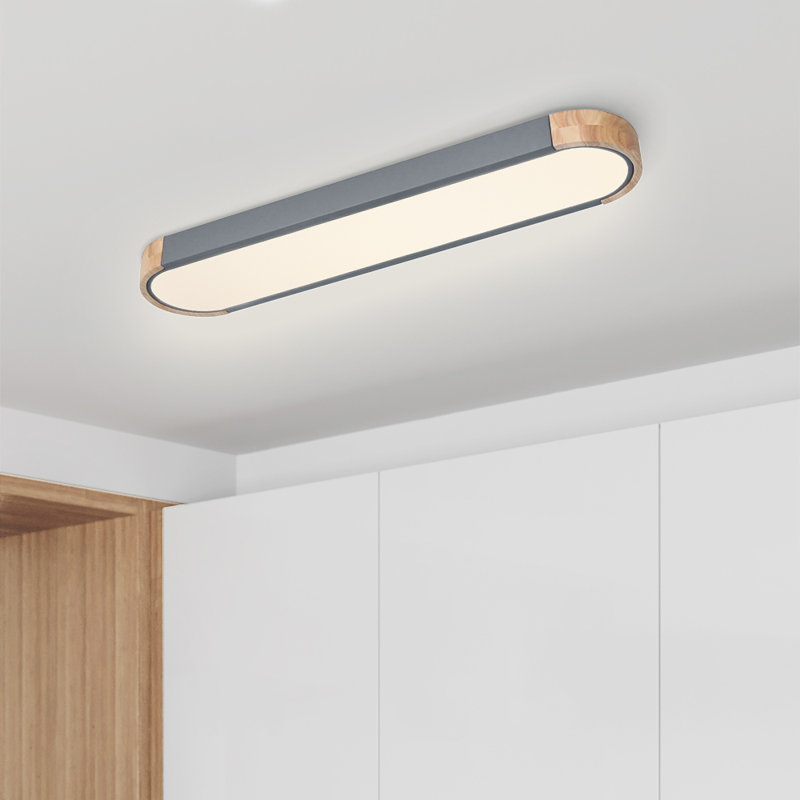 Nouria 37.4" W 1-Light LED Flush Mount, Gray/Natural, 3000K