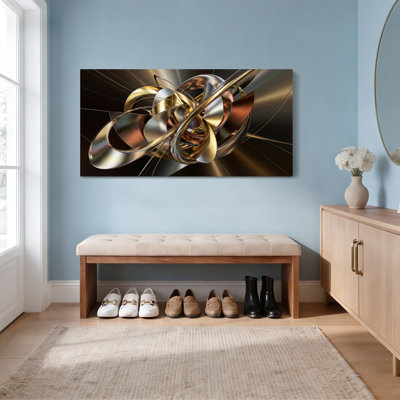 Abstract Metallic Sculpture Canvas Wrapped Wall Art Oil Painting Print Set Of 1