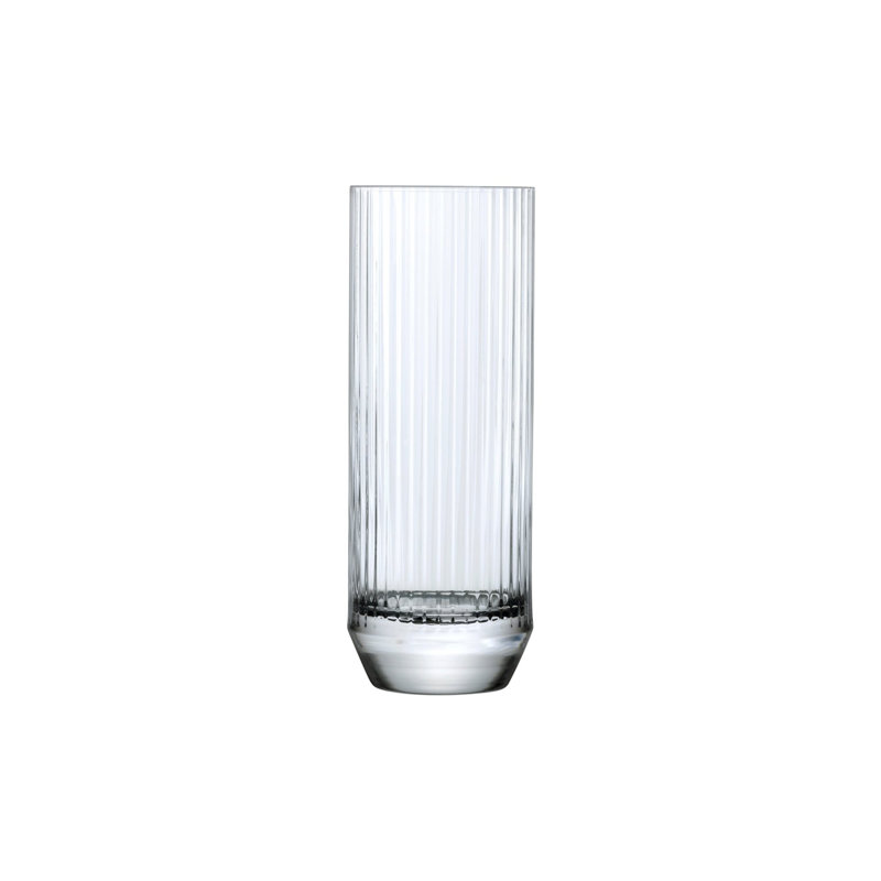 Clear Ribbed Crystal Highball Glass Set of Four