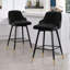 Tabouret de bar et de comptoir pivotant rembourré de 26 po / 29 po avec structure en métal solide et dossier en velours-28795499-28795501