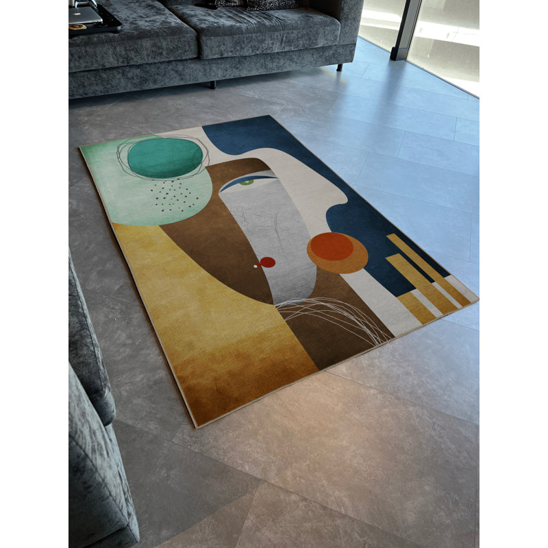 Tapis décoratif moderne multicolore à thème, Tapis de couloir 3 pi 3,37 po x 9 pi 10,11 po