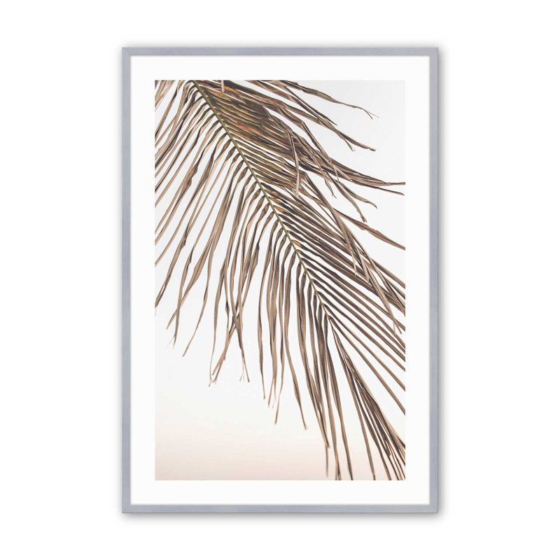 Imprimé sérénité à feuilles de palmier, Cadre en chrome poli, H 37,25 po x l 25,25 po x P 1,25 po