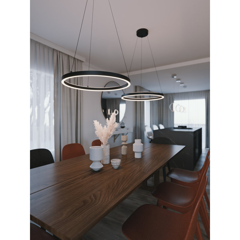 1 - Light LED Pendant with Accents, Black, 1.42" H x 35.57" W x 35.57" D