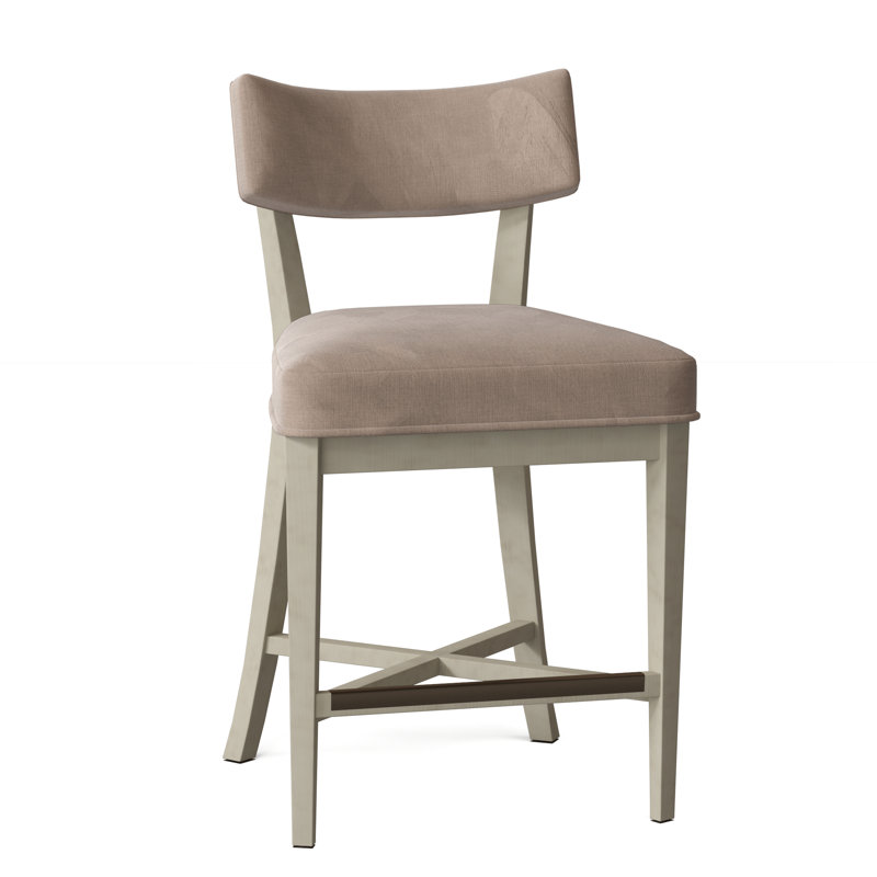 Juliet Upholstered Stool with Solid Wood Frame, Linen (3152 72), Walnut, Counter Stool (25.5" Seat Height)