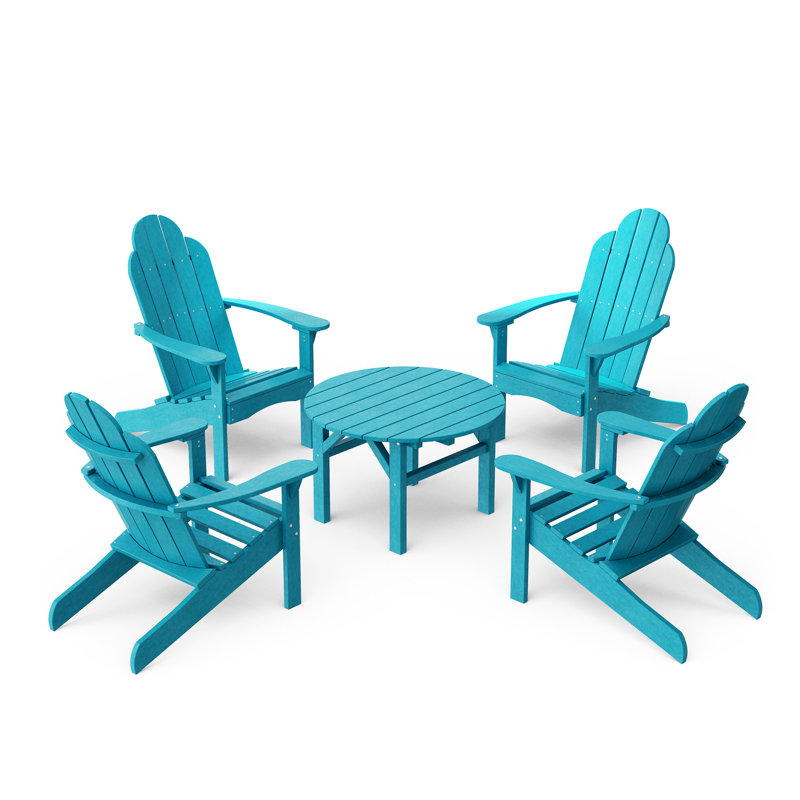 Ensemble de conversation Adirondack 5 pièces Lucier, Bleu Aruba