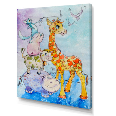 Aquarelle de dessins animés, reproduction de cadre photo sur toile