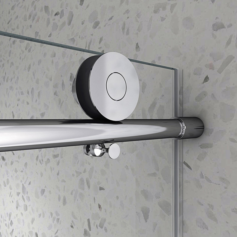 Frameless One Fixed And One Shifted Shower Door, 304 Stainless Steel Large Pulleys With Adjustable Soft Closing Function