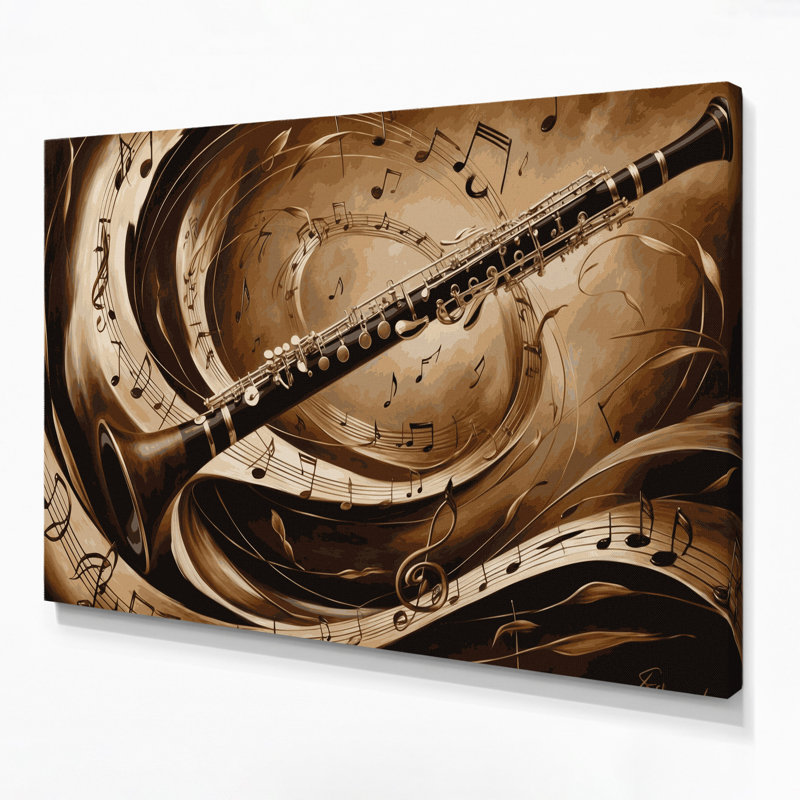 Art mural sur toile musique hautbois noir, H 11 po x l 14 po