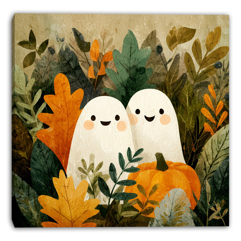 Leafy Little Ghosts Wrapped Canvas Wall Art