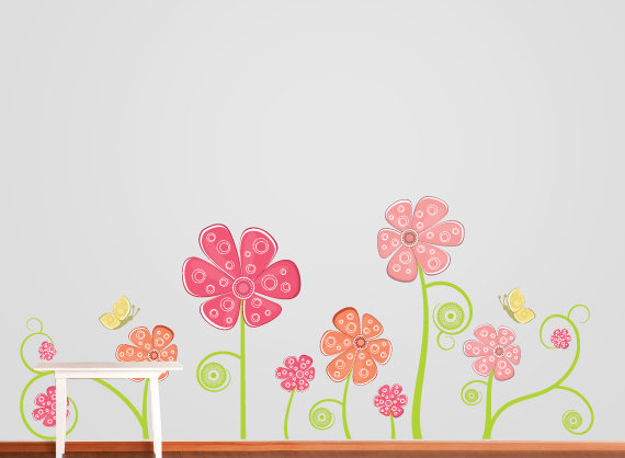 Décalcomanie murale fleur et papillon, Schéma A