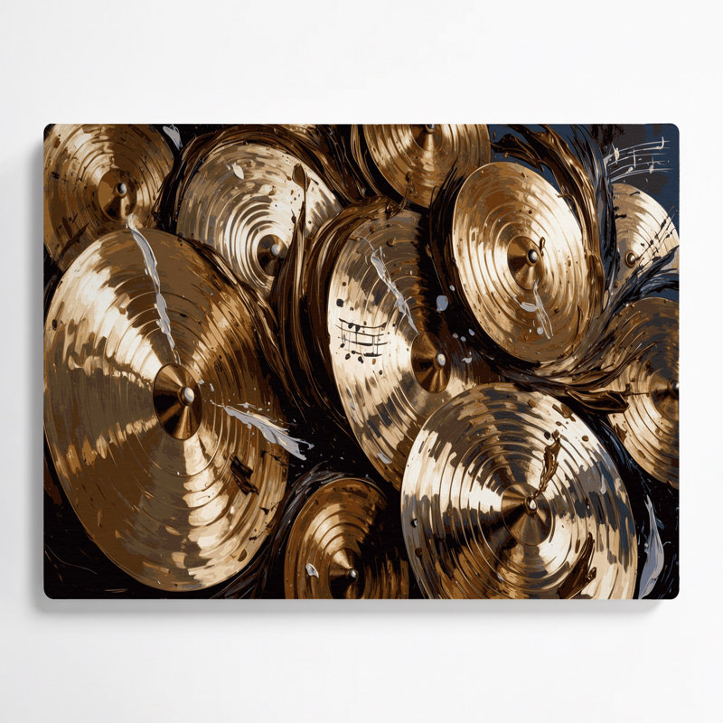 Art mural en métal avec cymbales musicales, H 11 po x l 14 po