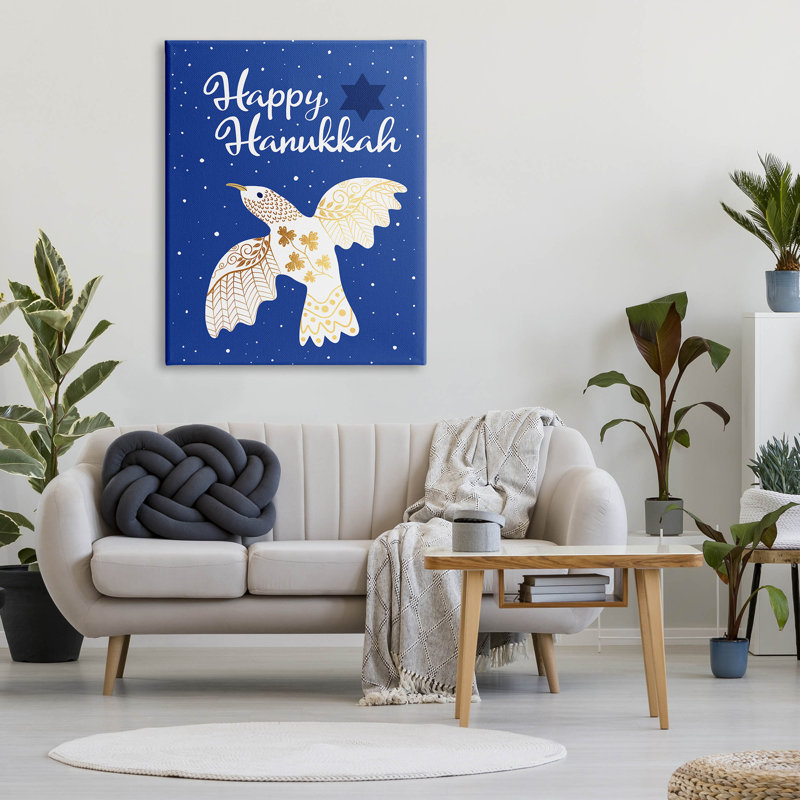 «Happy Hanukkah» par Darlene Seale, H 48 po x l 36 po x P 1,5 po