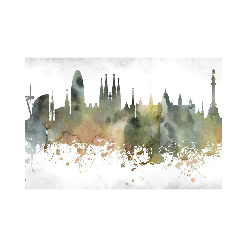 Barcelona Skyline by WallDecorAddict - Wrapped Canvas Print, 66.04 cm H x 45.72 cm W